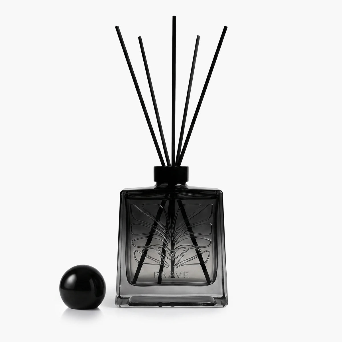 Smoked Crystal Midnight Bloom reed diffuser with black sphere cap