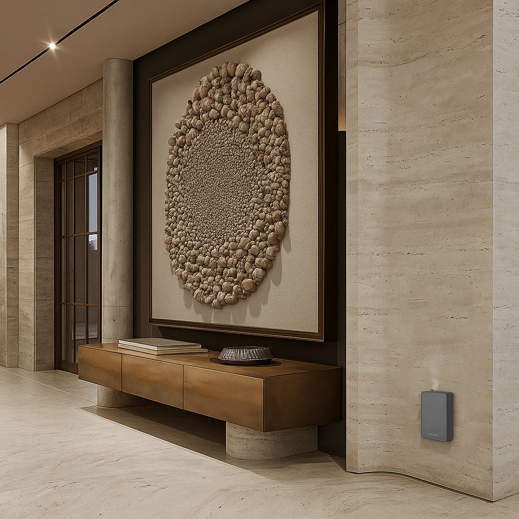 Slim Wall Diffuser in Gray styled in a home setting