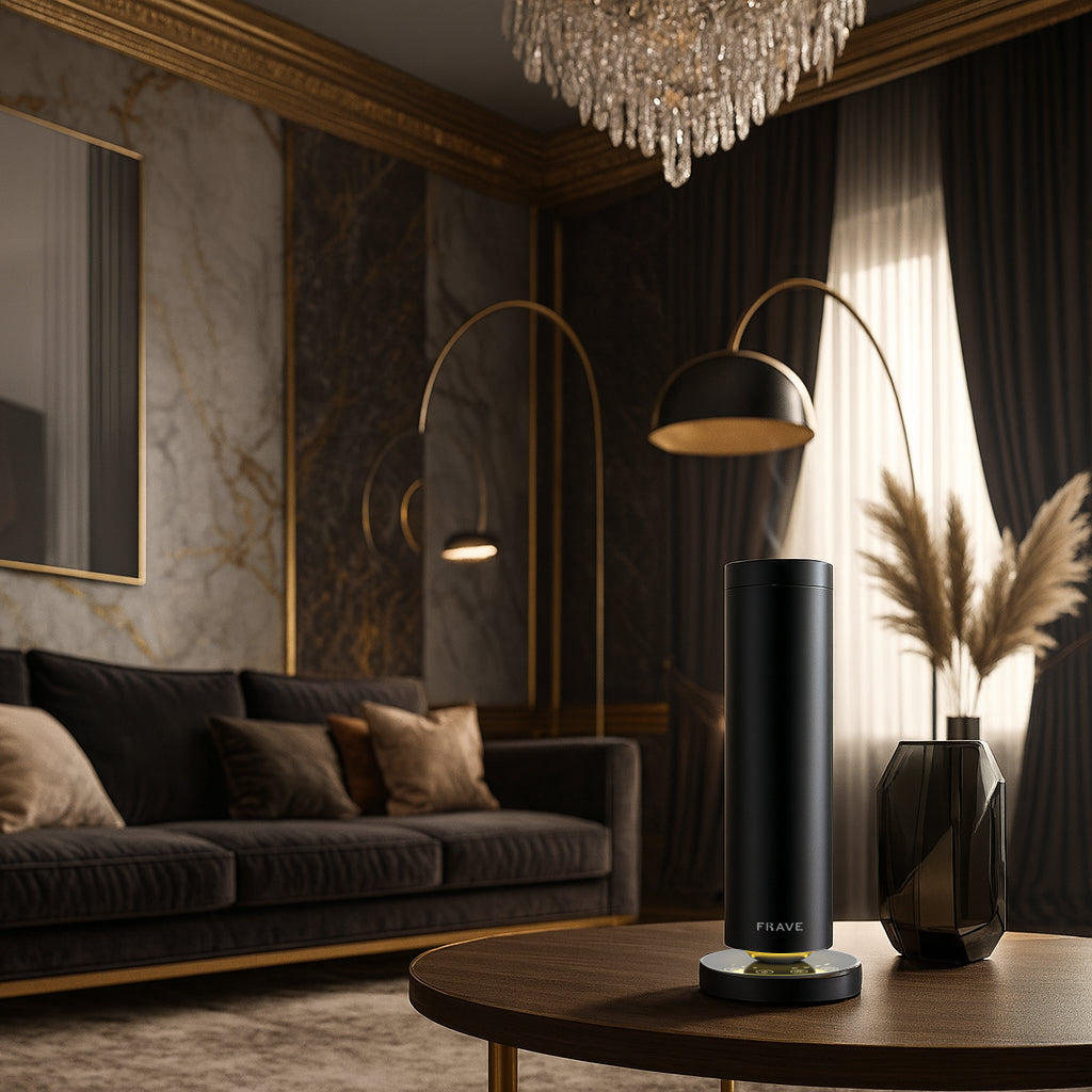 Tower Diffuser in Black styled in a home setting