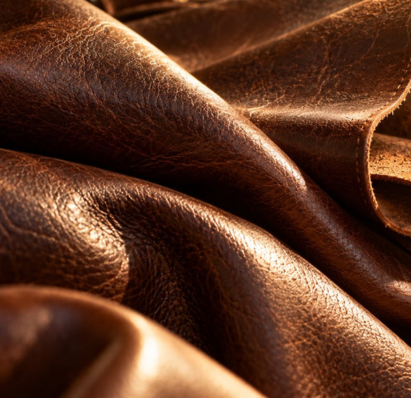 Soft brown leather in golden light